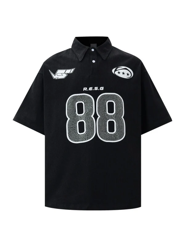 Rhinestone-studded Number No. 88 Polo Shirts - Image 2