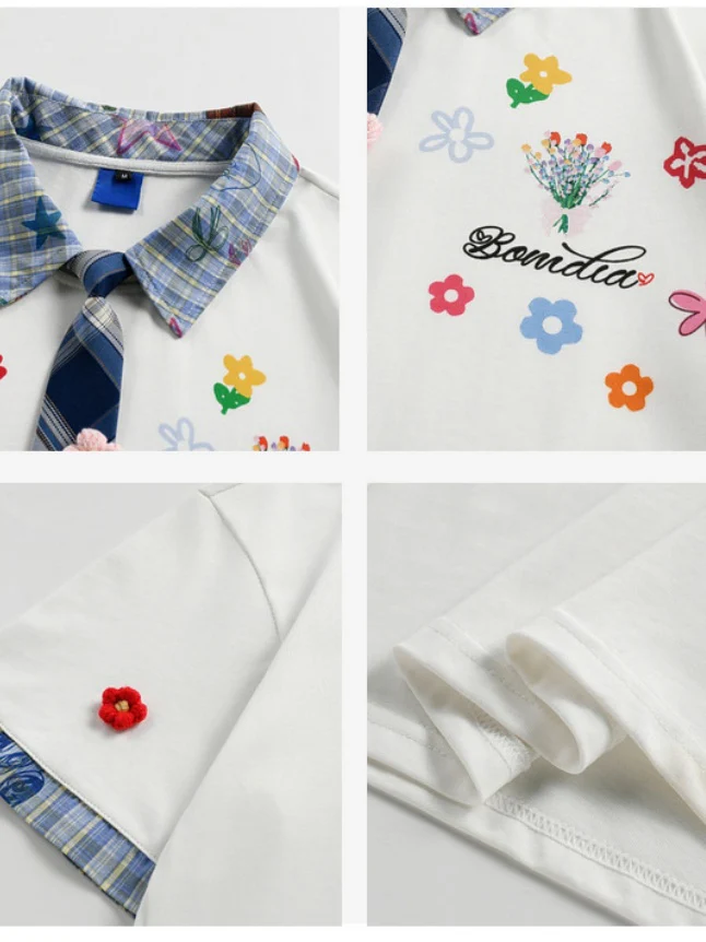 Layered-look Graffiti Academic Style POLO Shirt - Image 3