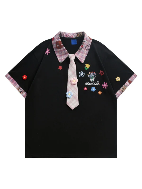 Layered-look Graffiti Academic Style POLO Shirt - Image 4