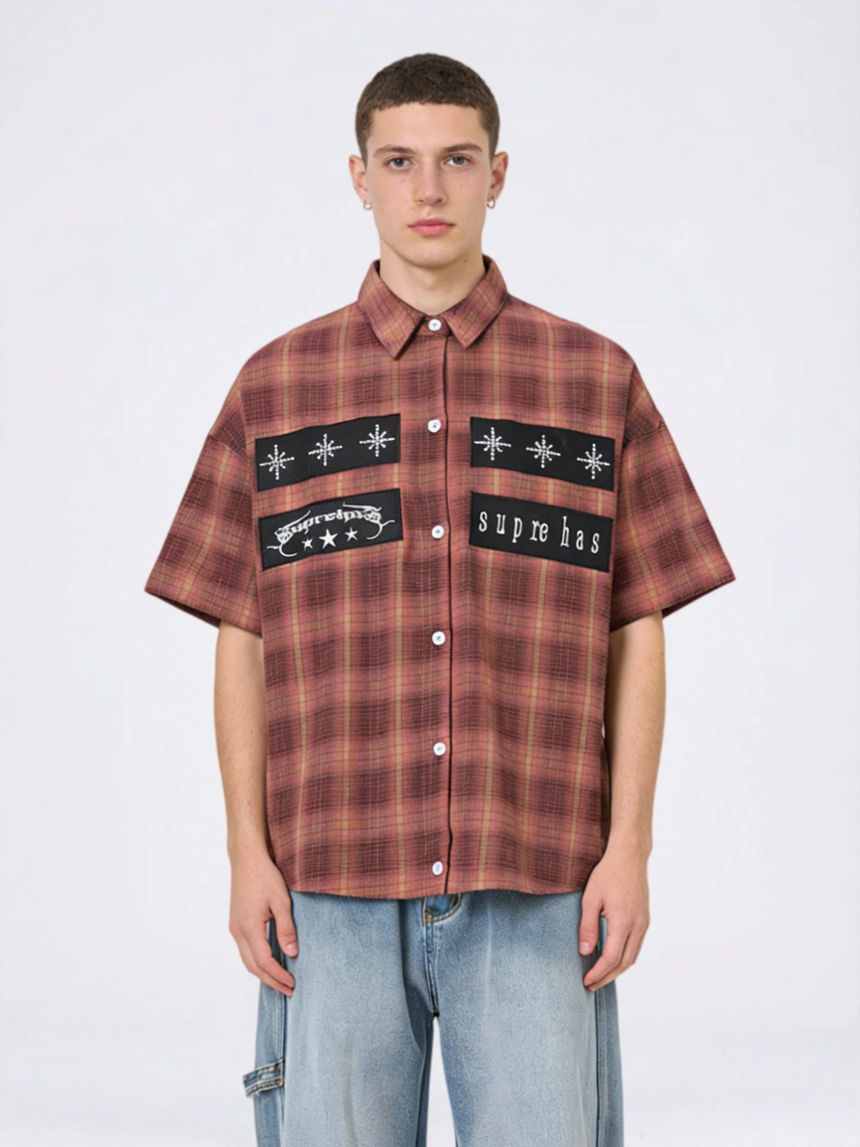 Retro Gradient Plaid Shirts