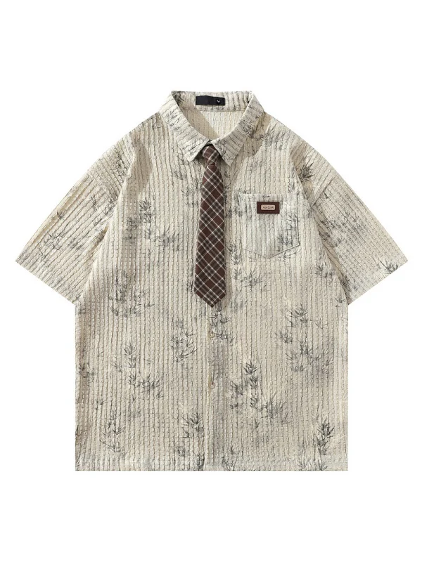 Bamboo Printed Ties Loose-fit Shirts - Image 4
