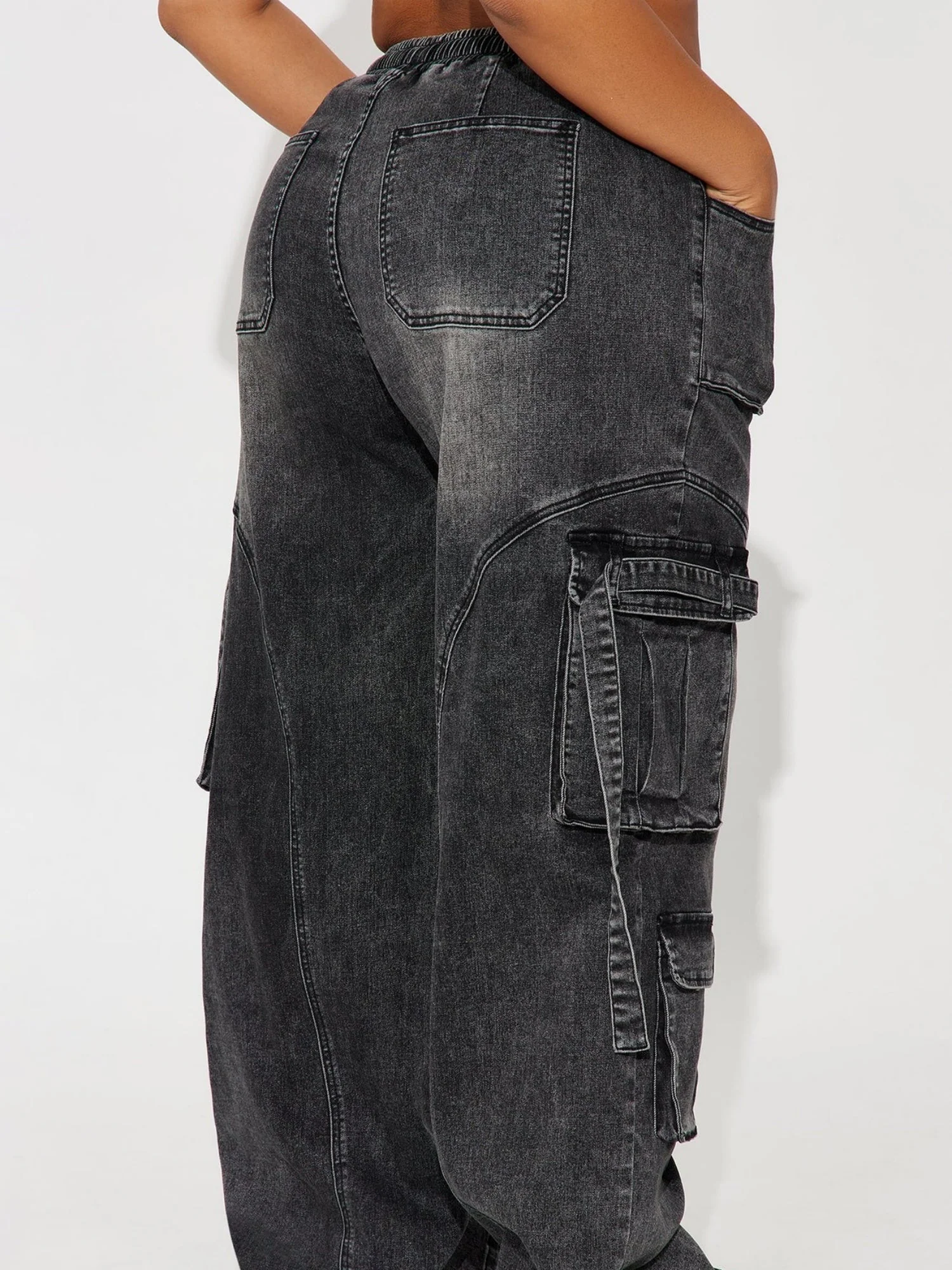 Y2k Cargo Trousers Straps Jeans - Image 6