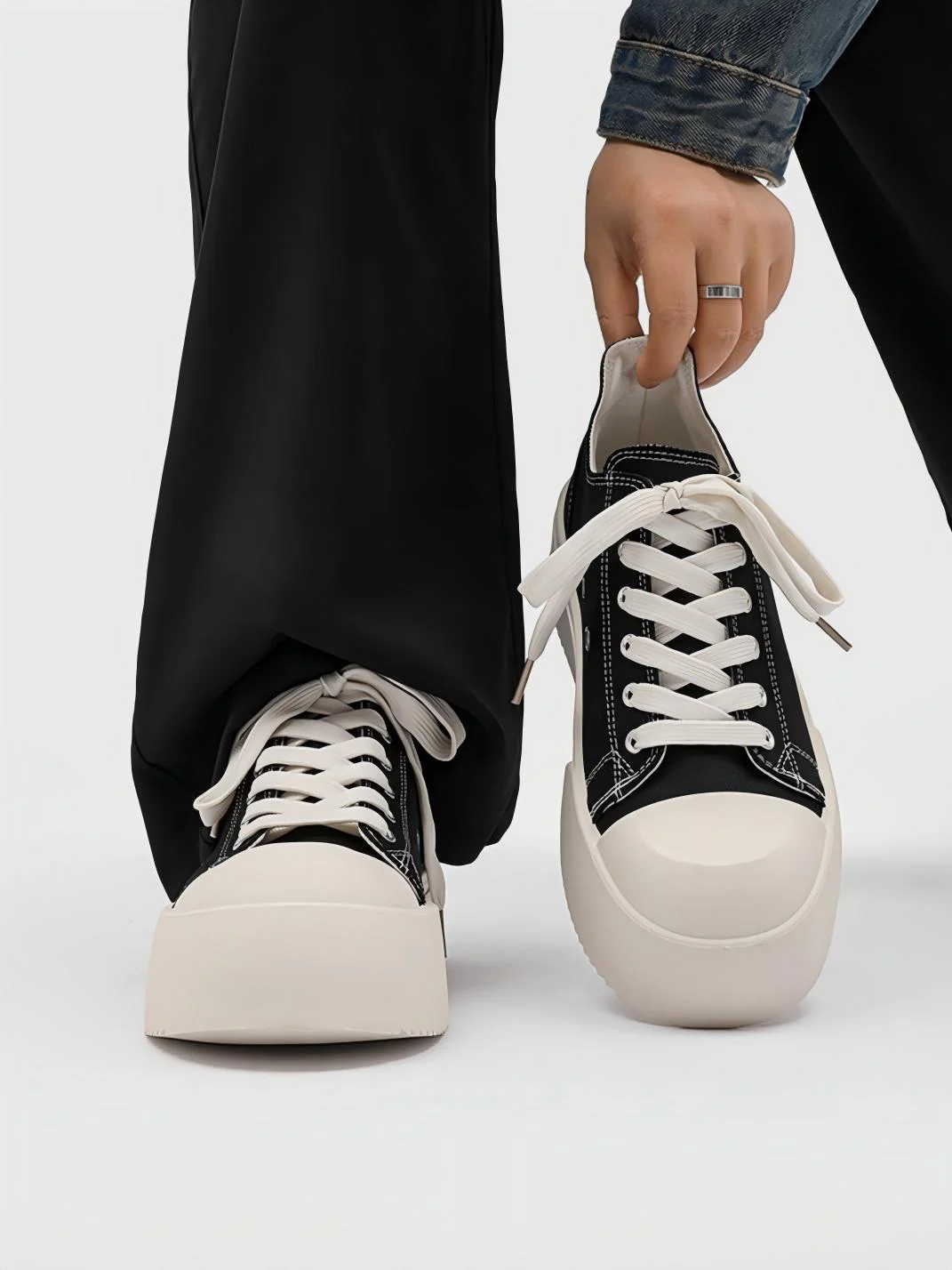 Retro Platform Color-blocked Canvas Shoes - Image 4