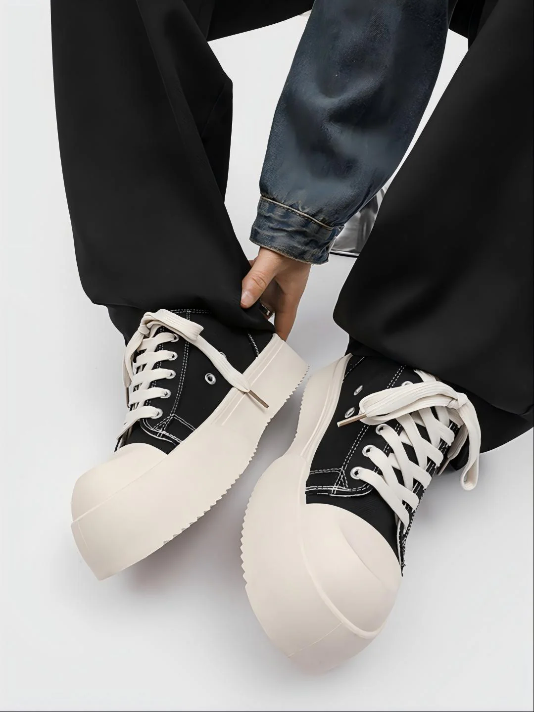 Retro Platform Color-blocked Canvas Shoes - Image 5