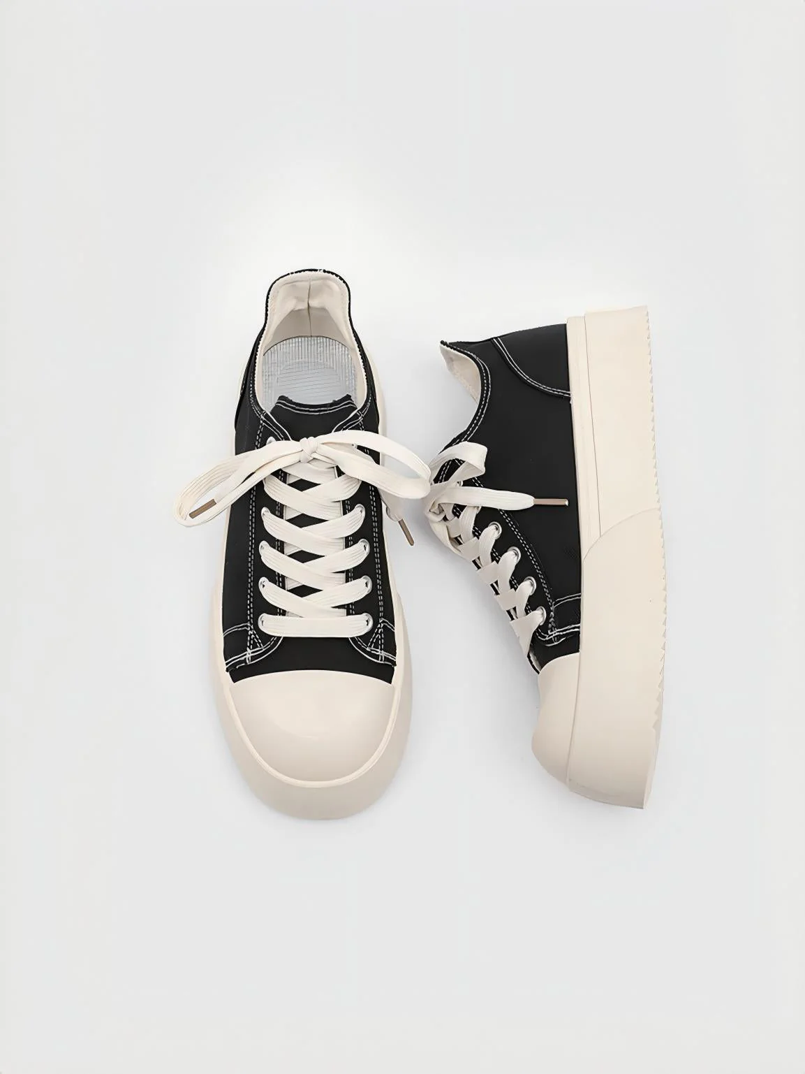 Retro Platform Color-blocked Canvas Shoes - Image 6