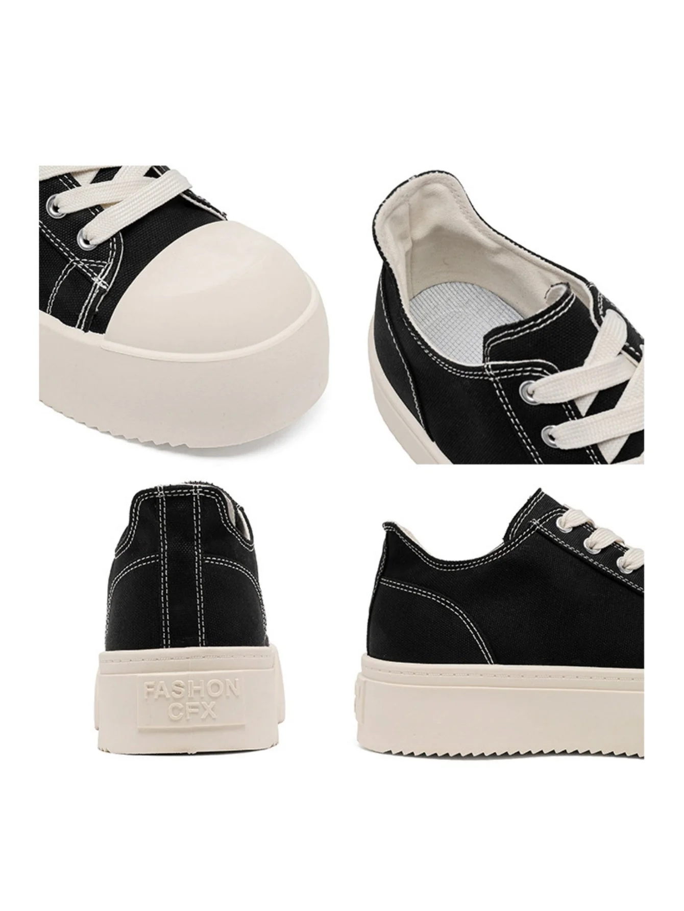 Retro Platform Color-blocked Canvas Shoes - Image 7