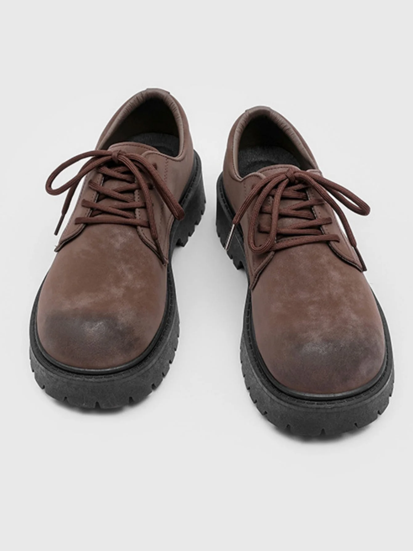 Retro-style Distressed Platform Derby Shoes - Image 11