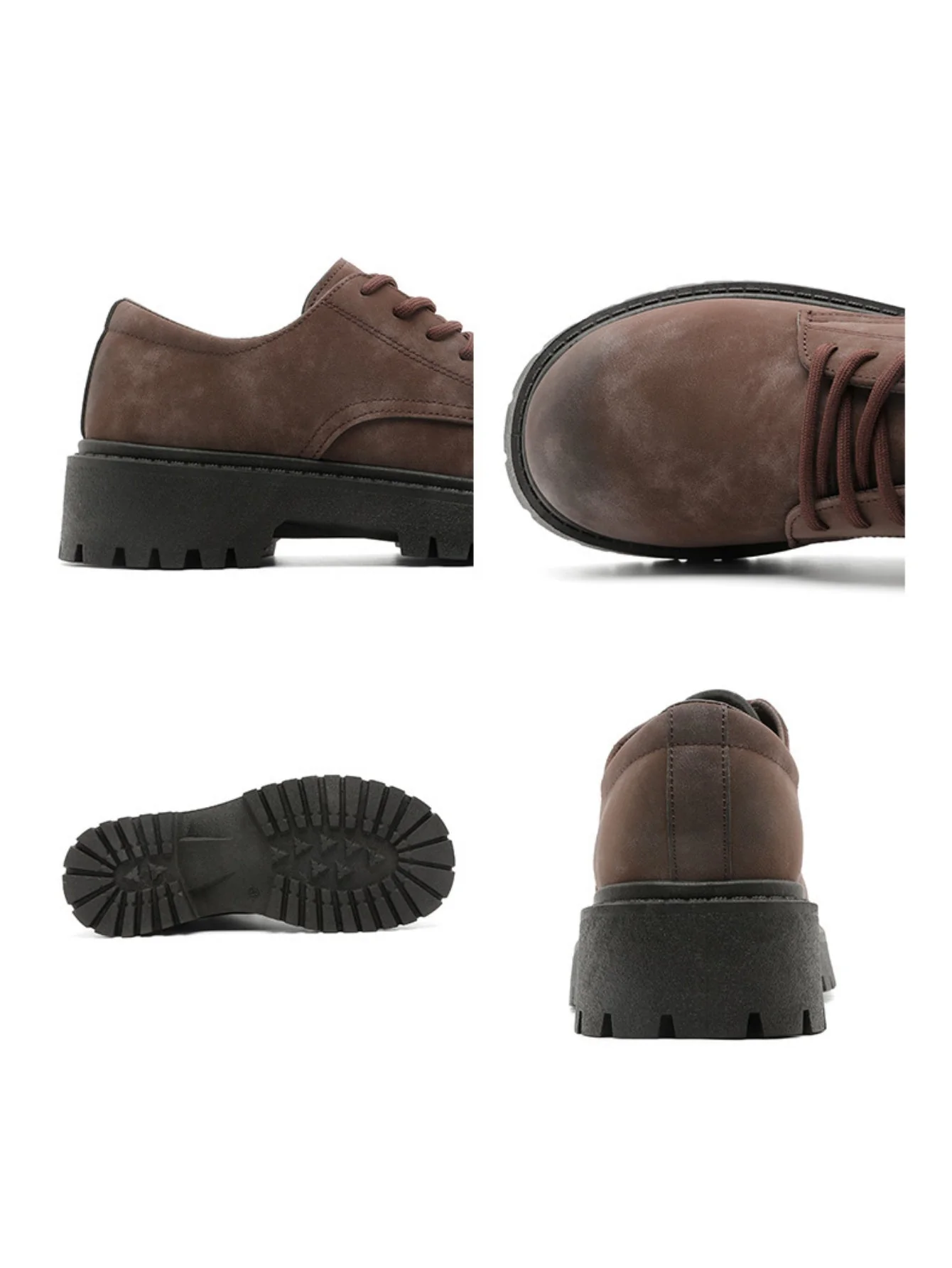 Retro-style Distressed Platform Derby Shoes - Image 13