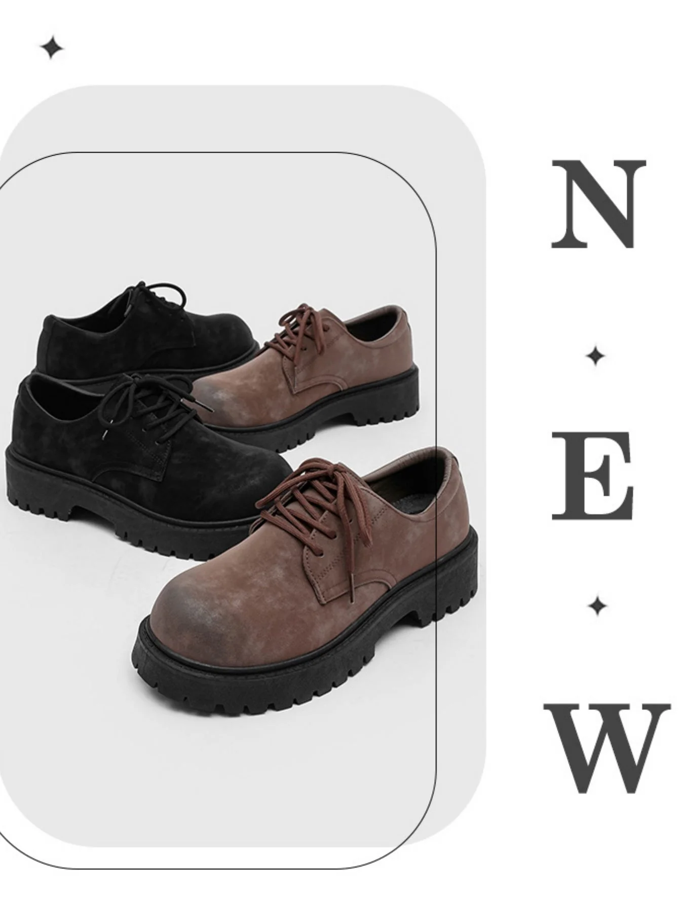 Retro-style Distressed Platform Derby Shoes - Image 14