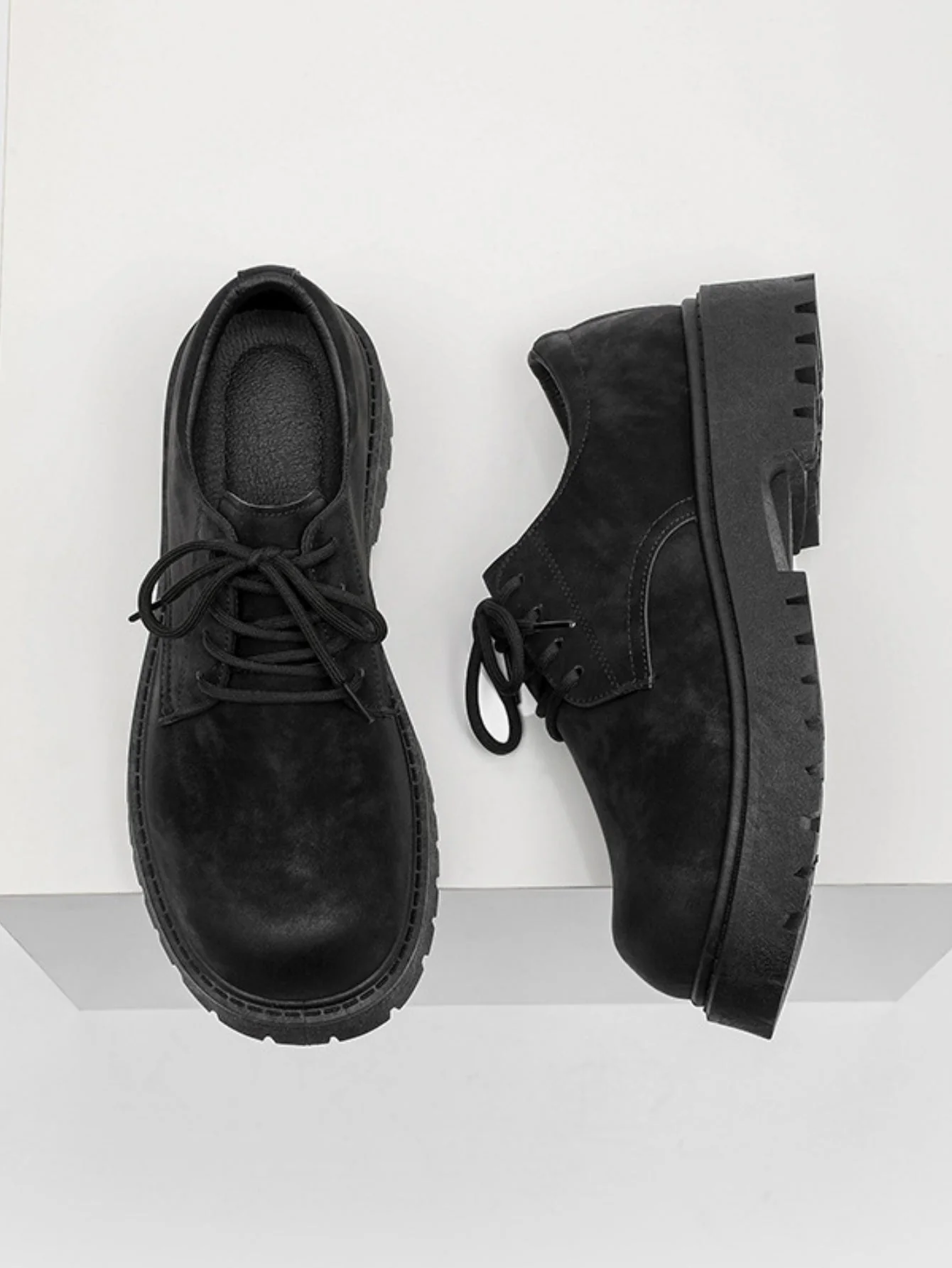 Retro-style Distressed Platform Derby Shoes - Image 6