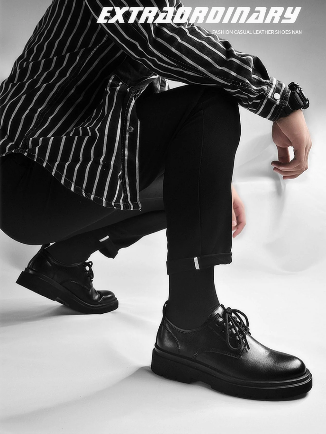 British Style Black Casual Leather Shoes