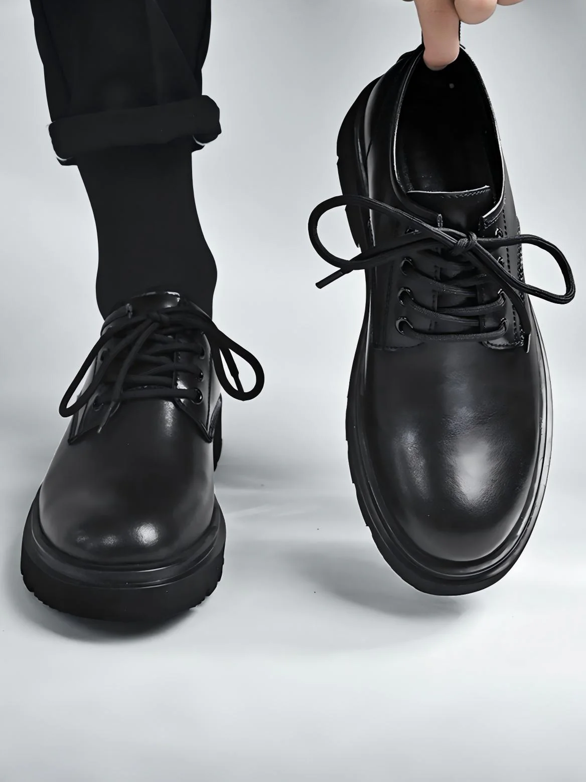 British Style Black Casual Leather Shoes - Image 2