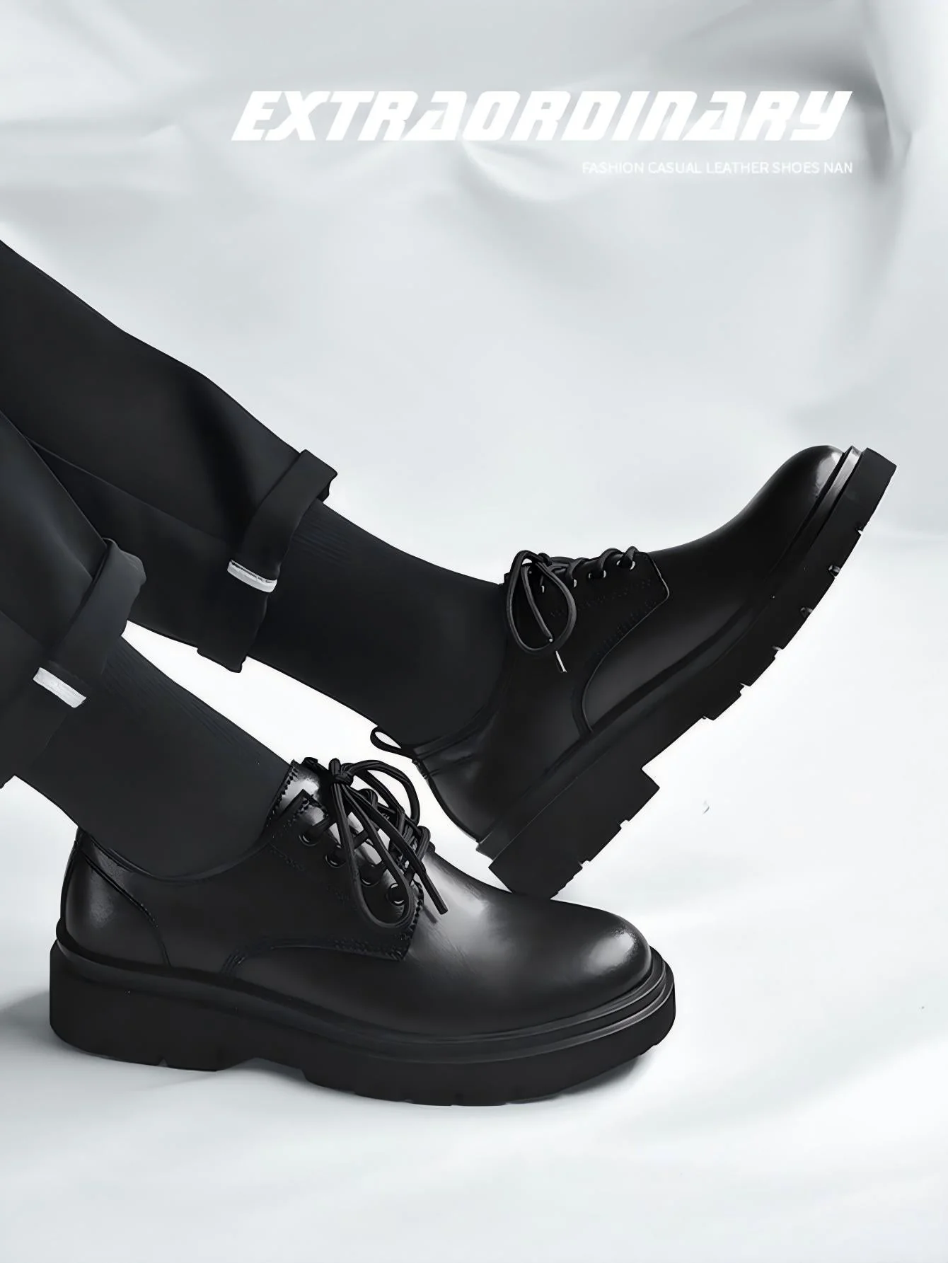 British Style Black Casual Leather Shoes - Image 3