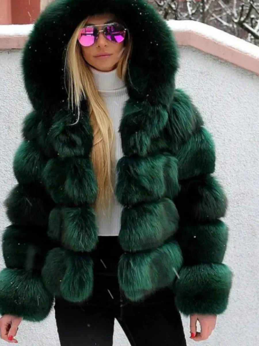 Artificial Fur Hooded Coat Parties Coats - Image 10