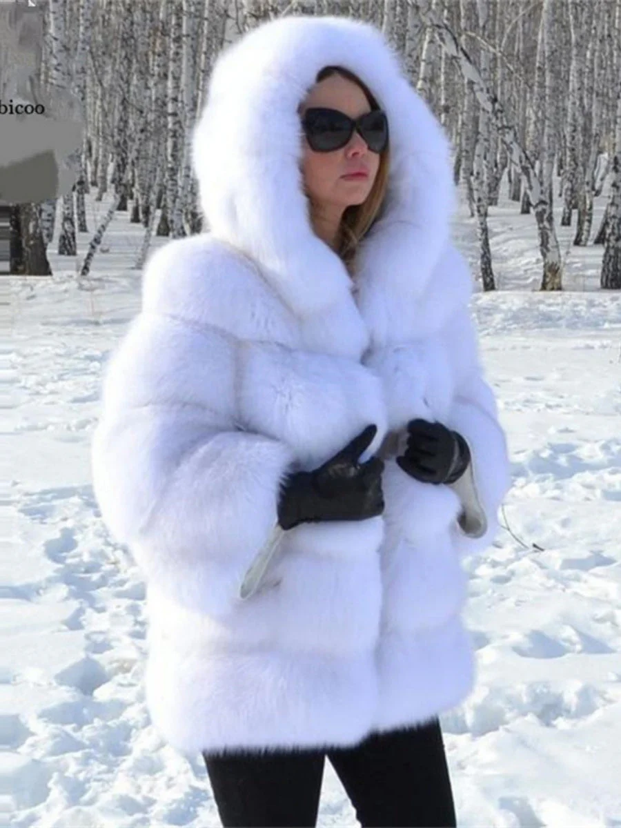 Artificial Fur Hooded Coat Parties Coats - Image 11