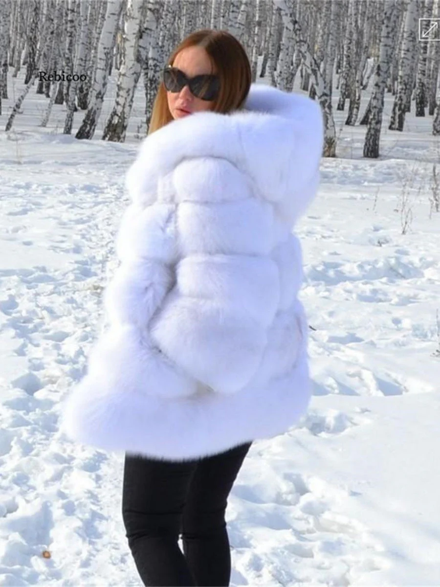Artificial Fur Hooded Coat Parties Coats - Image 12