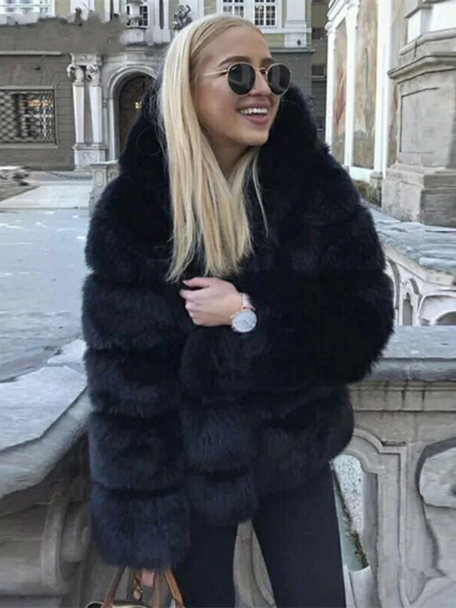 Artificial Fur Hooded Coat Parties Coats - Image 14