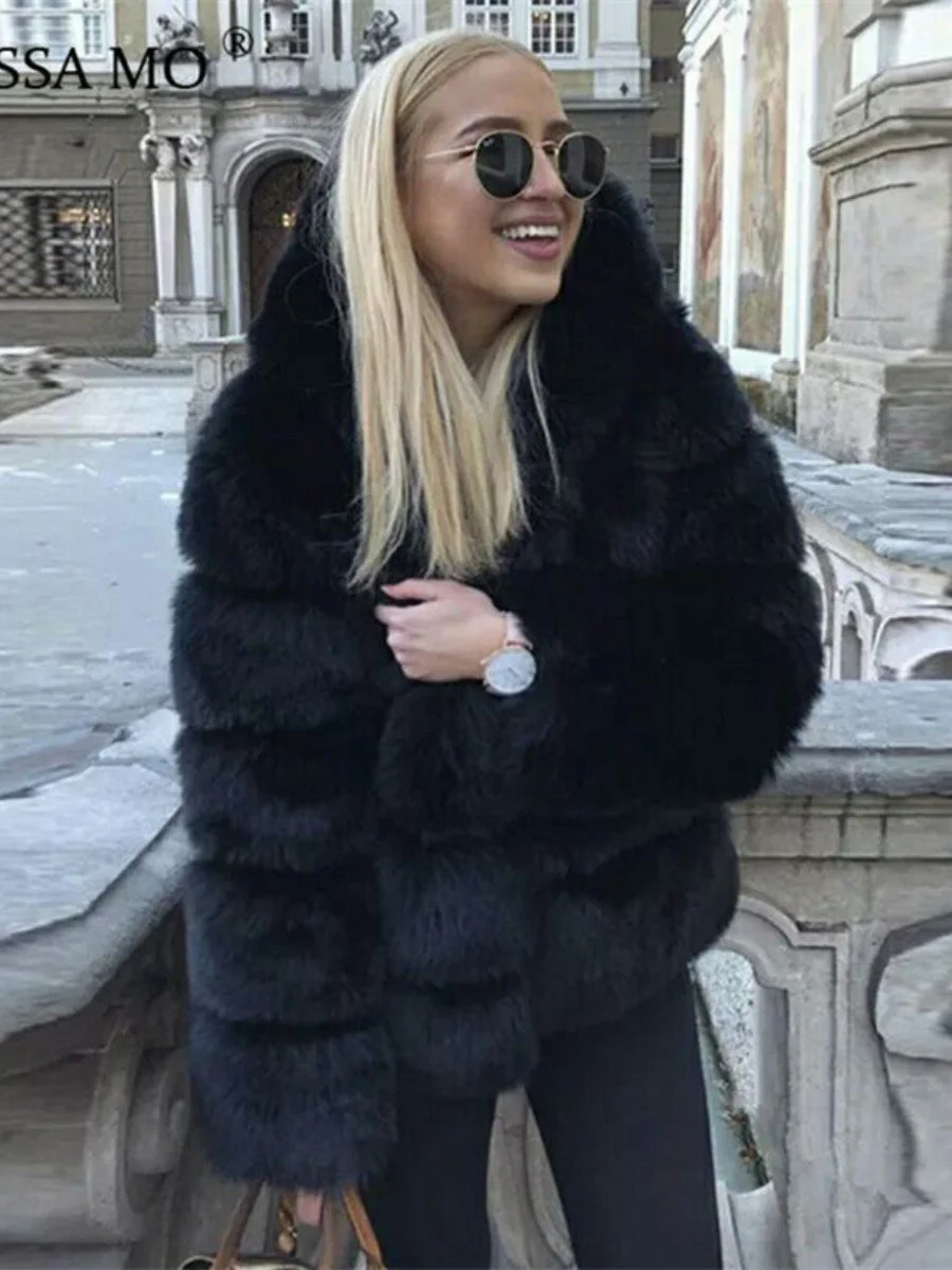 Artificial Fur Hooded Coat Parties Coats - Image 15