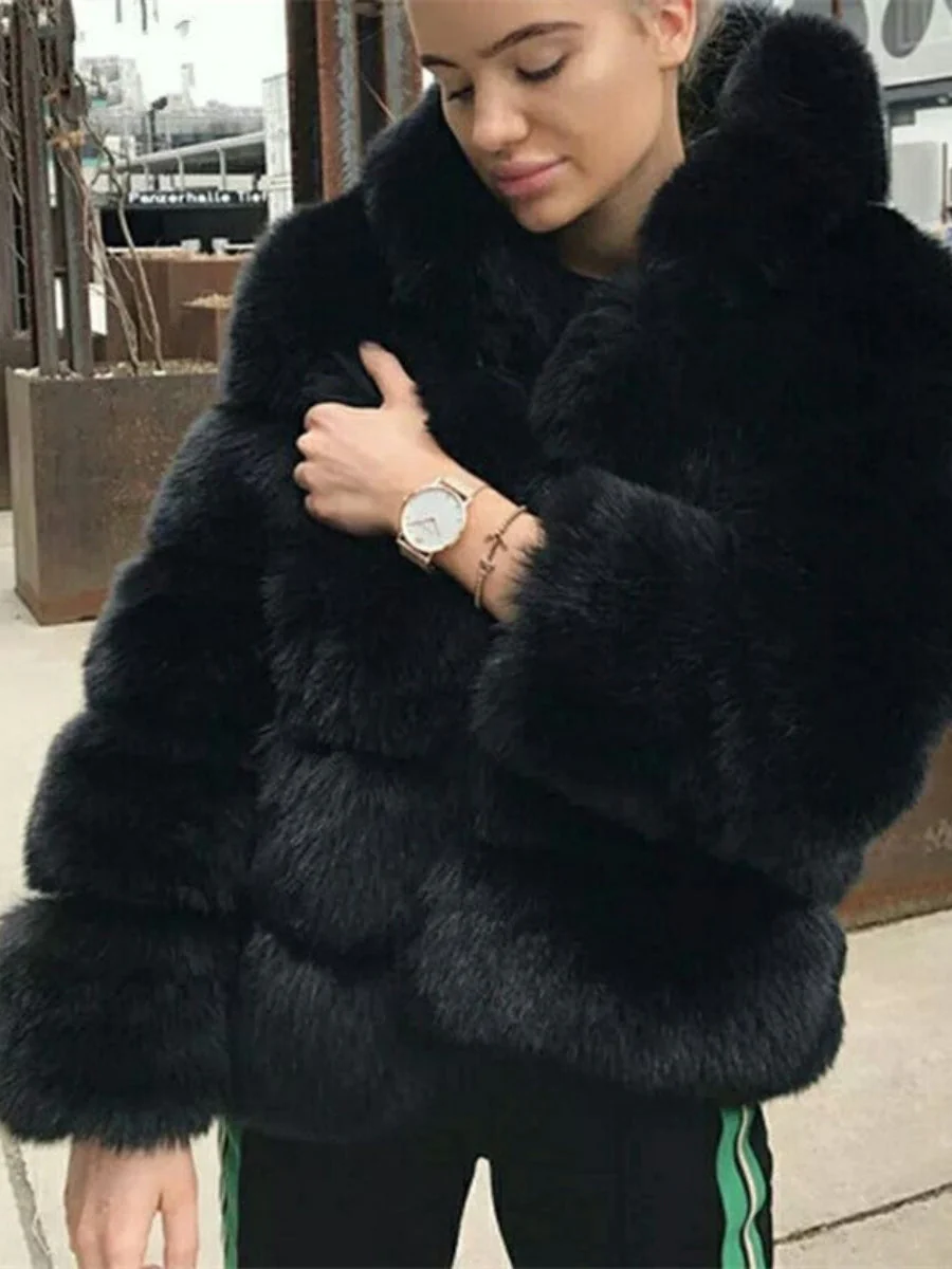 Artificial Fur Hooded Coat Parties Coats - Image 16