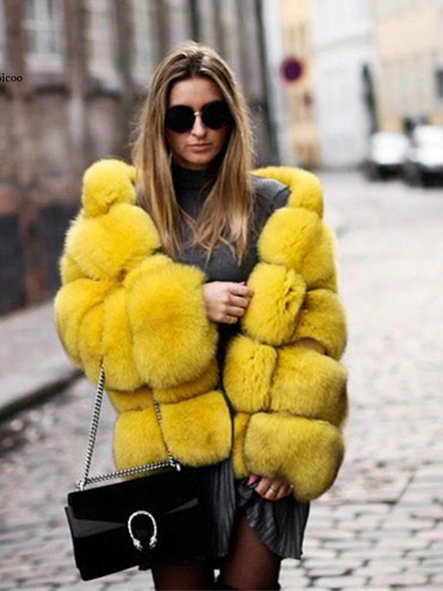 Artificial Fur Hooded Coat Parties Coats - Image 3
