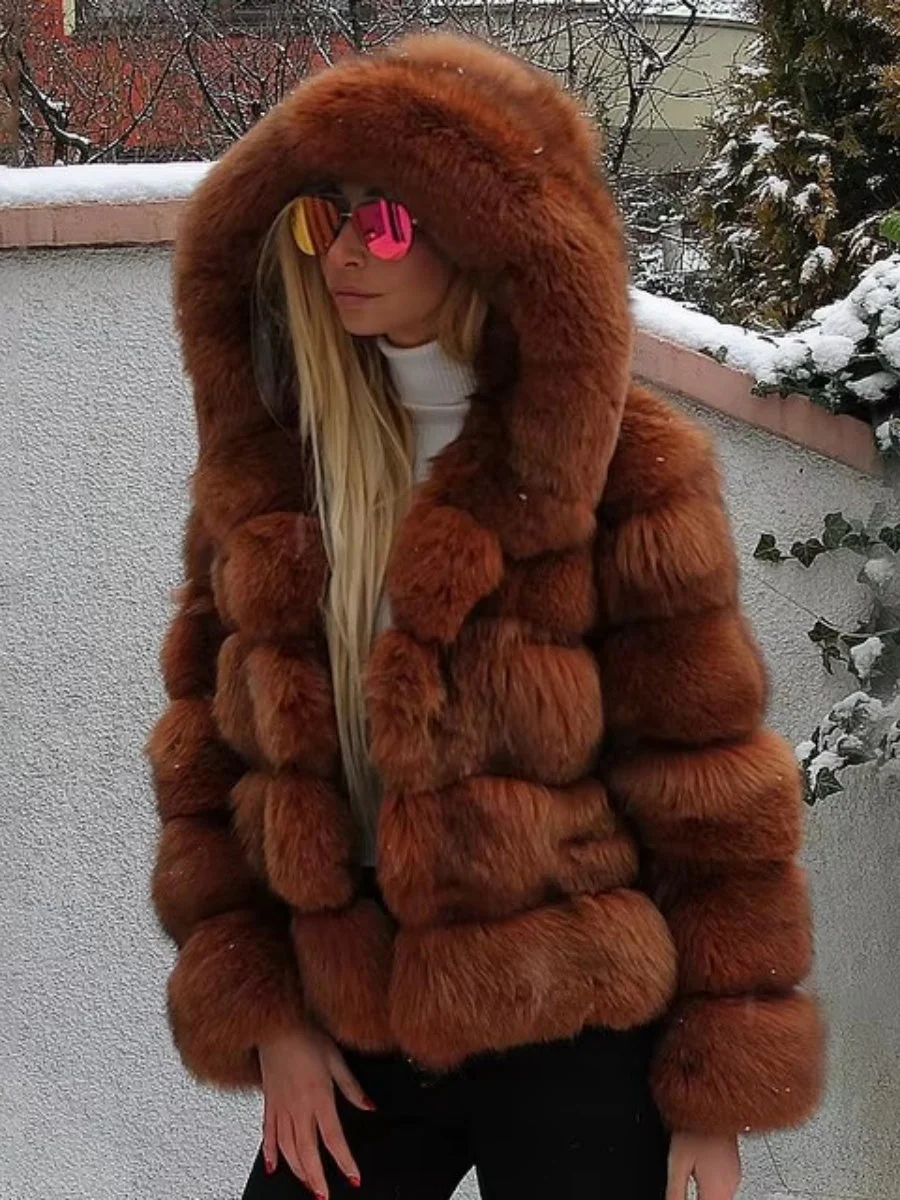 Artificial Fur Hooded Coat Parties Coats - Image 4