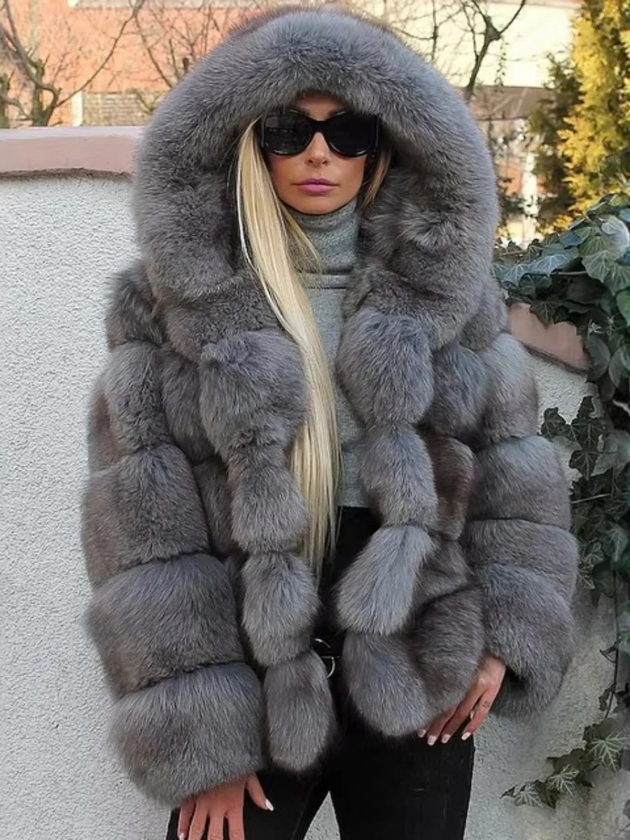 Artificial Fur Hooded Coat Parties Coats - Image 6
