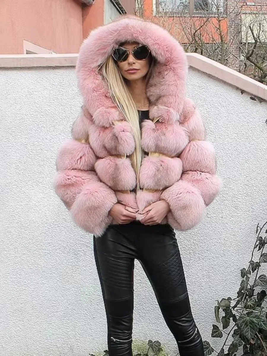 Artificial Fur Hooded Coat Parties Coats - Image 7