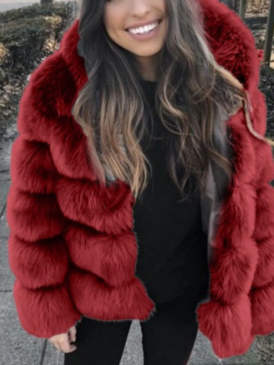 Artificial Fur Hooded Coat Parties Coats - Image 8