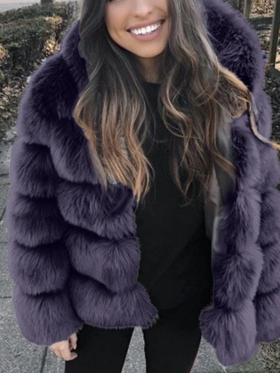 Artificial Fur Hooded Coat Parties Coats - Image 9