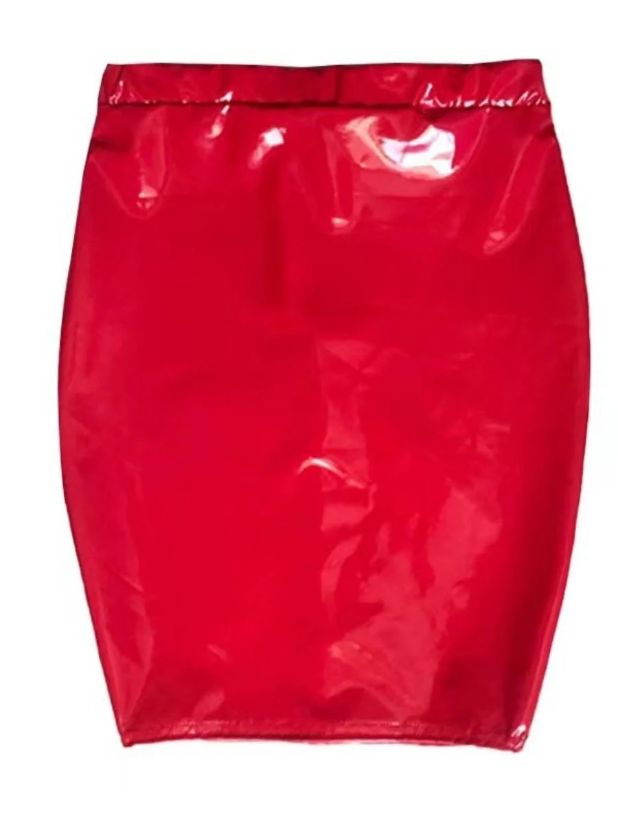 Glossy PU Leather Tight Fit Hip-hugging High Waist Zipper Skirts - Image 7