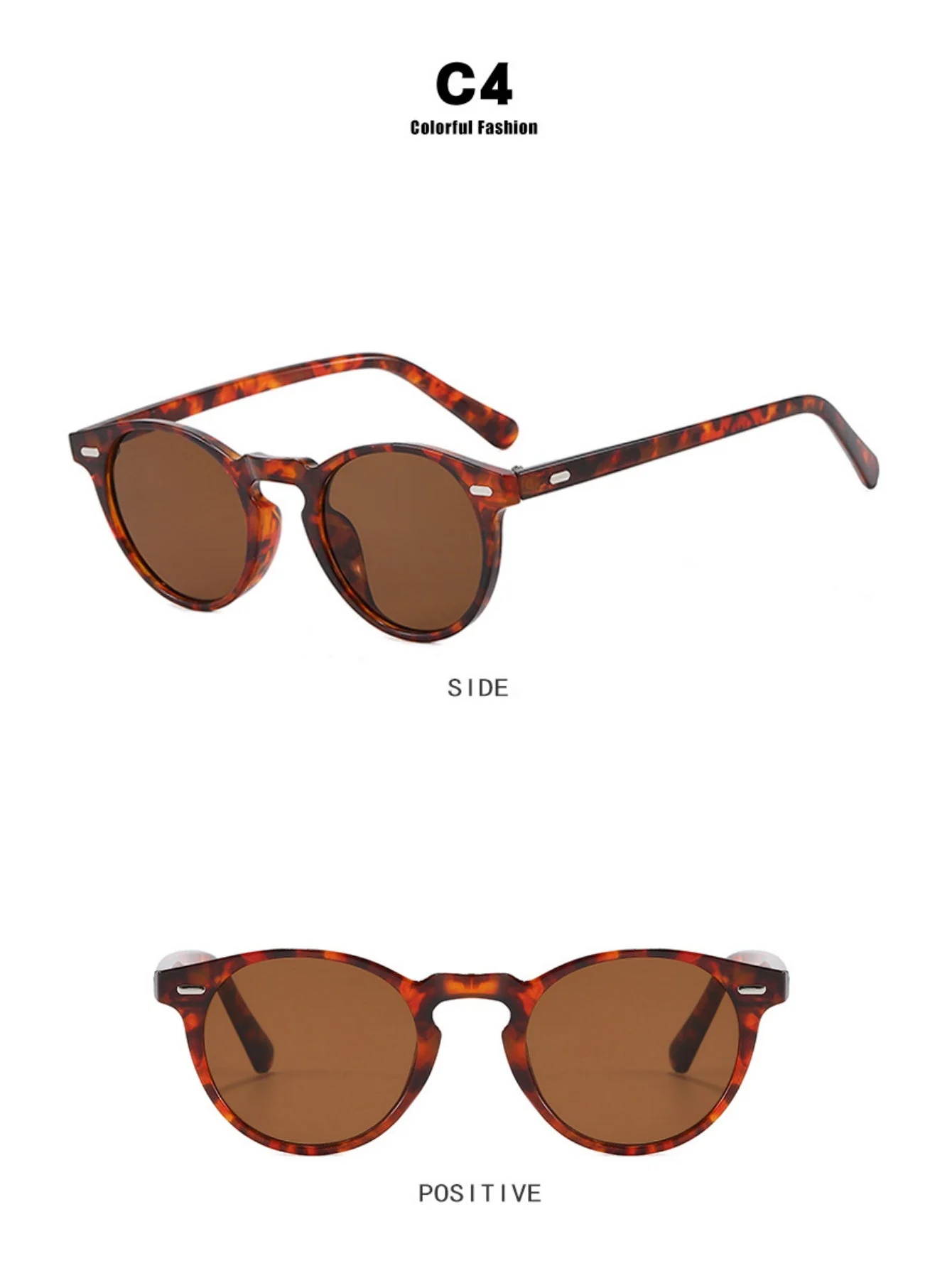 Round Frame Retro Minimalist Style Sunglasses - Image 12