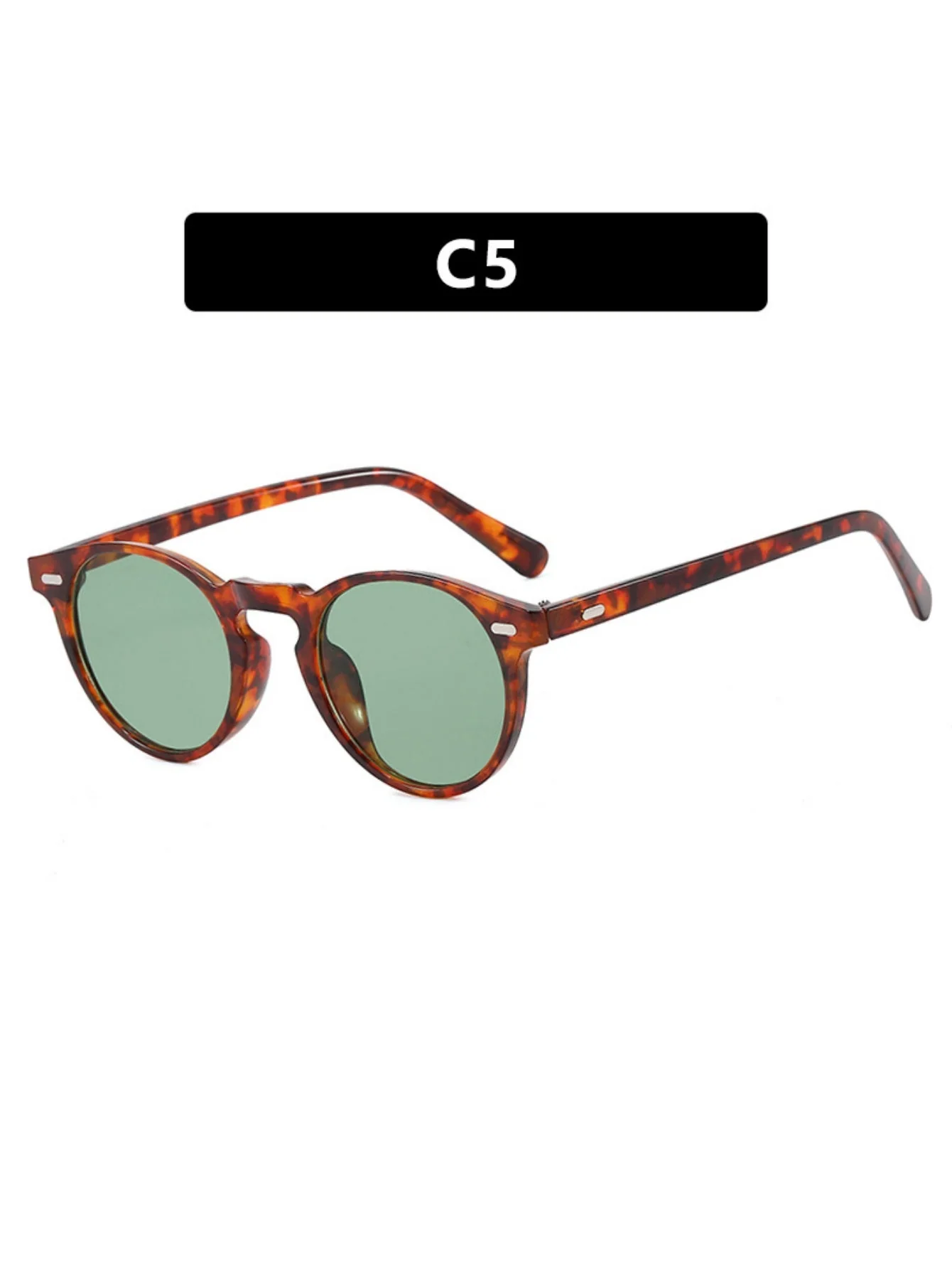 Round Frame Retro Minimalist Style Sunglasses - Image 13