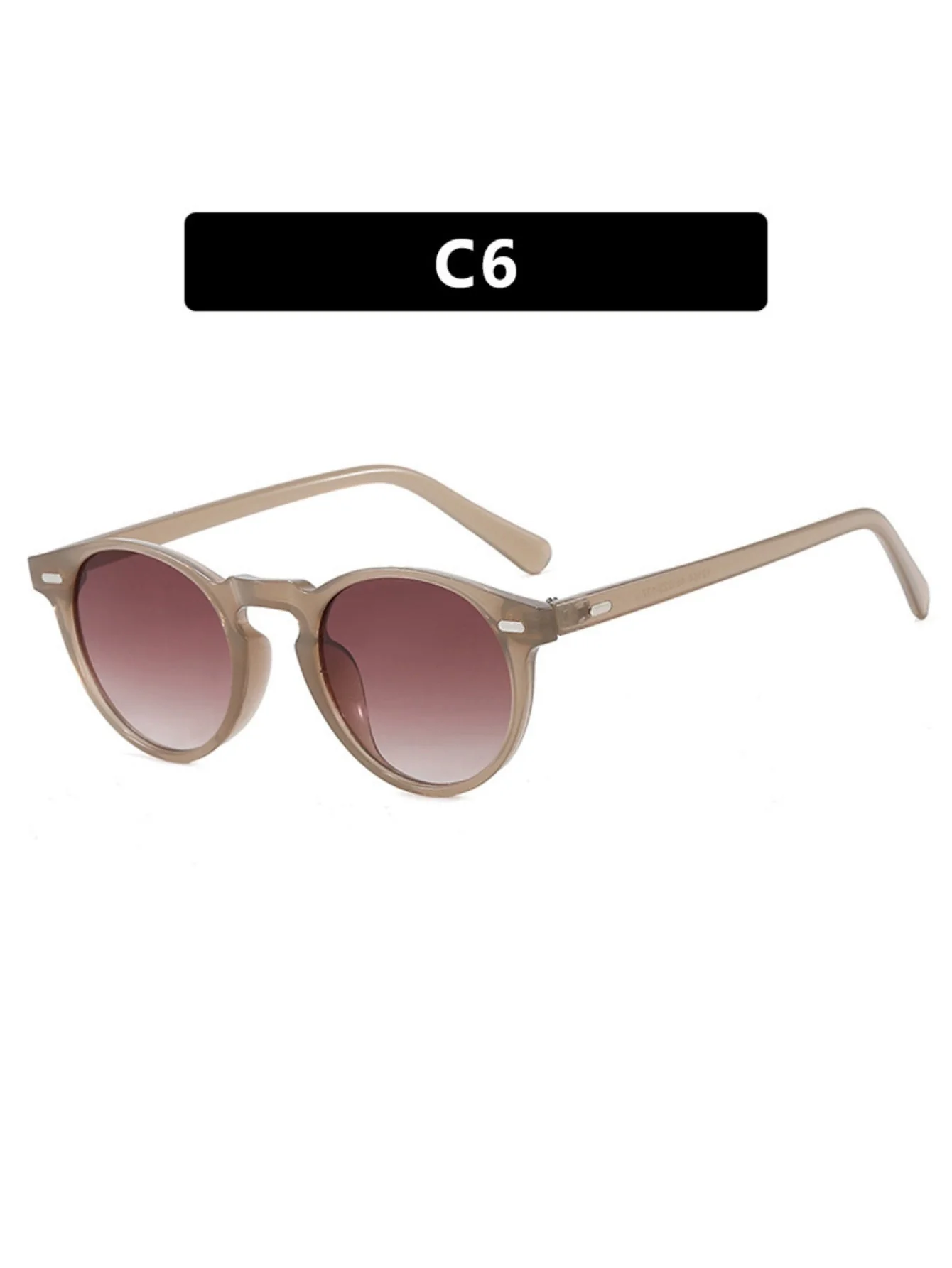 Round Frame Retro Minimalist Style Sunglasses - Image 15