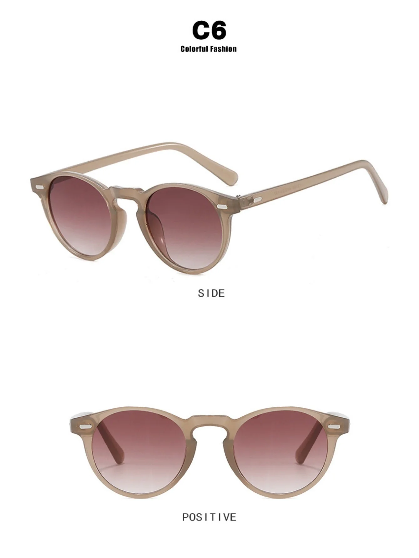Round Frame Retro Minimalist Style Sunglasses - Image 16