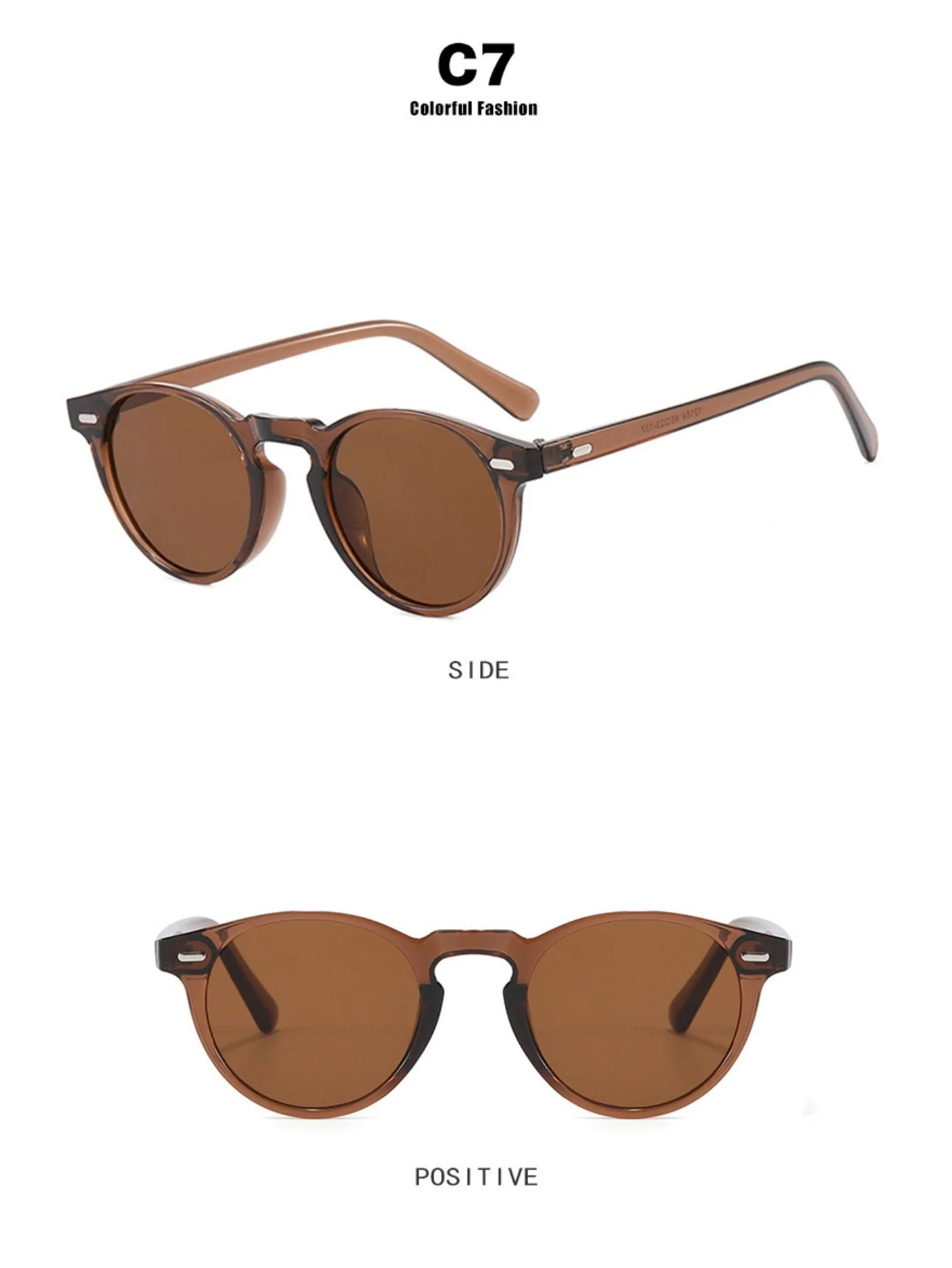 Round Frame Retro Minimalist Style Sunglasses - Image 18