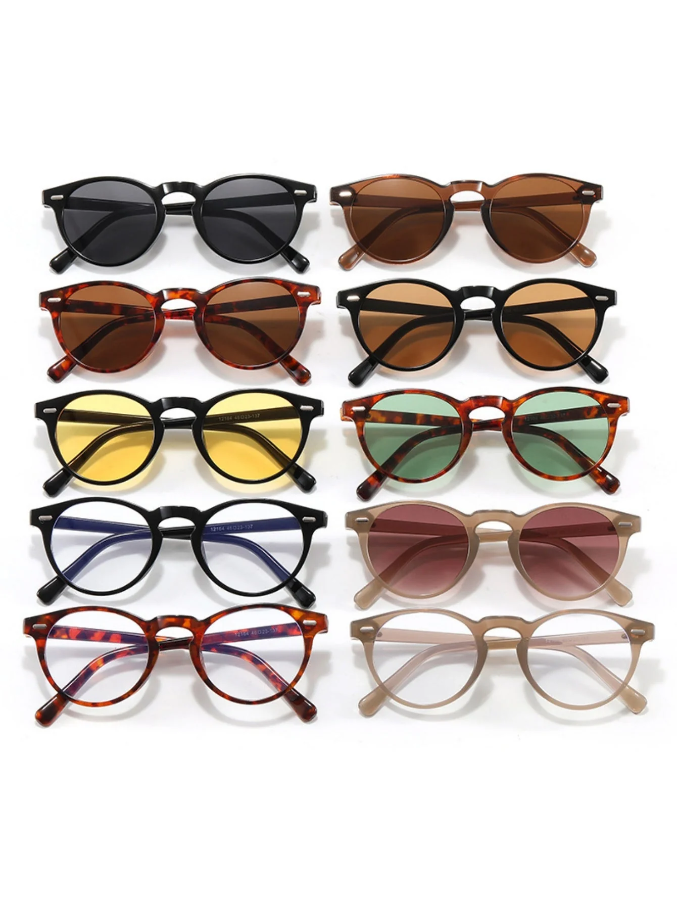 Round Frame Retro Minimalist Style Sunglasses - Image 23