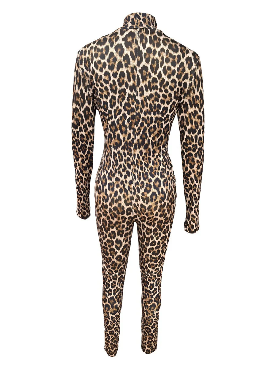 Leopard Print Zip-up Long Sleeve Bodysuits - Image 6