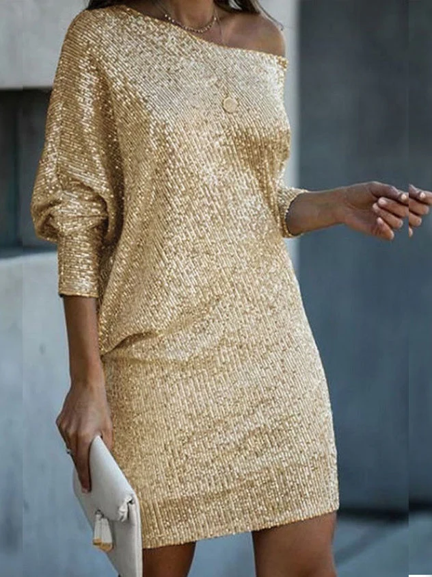 One-shoulder Sequined Mini Dress