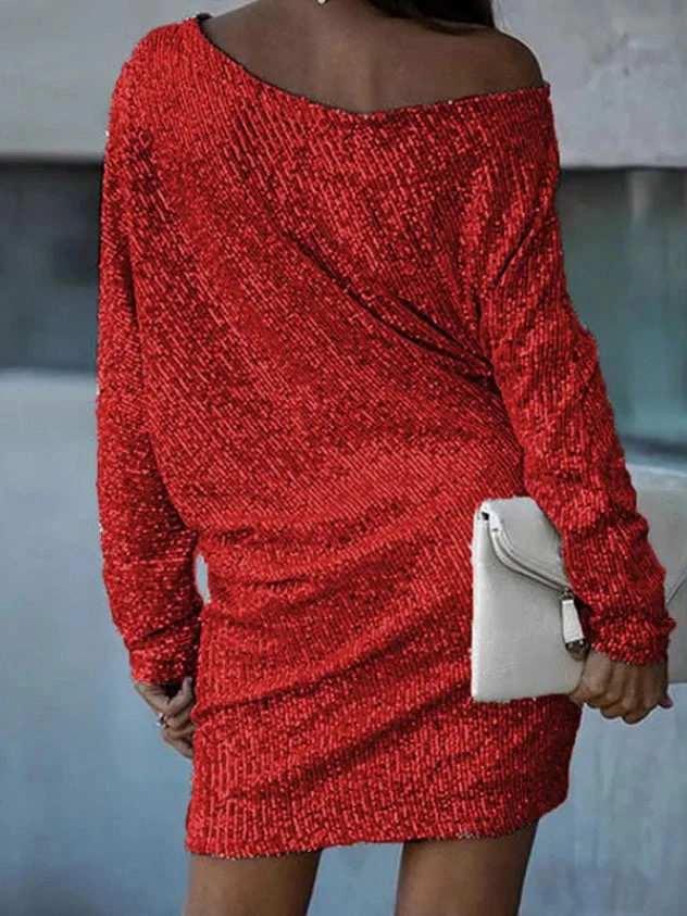 One-shoulder Sequined Mini Dress - Image 3