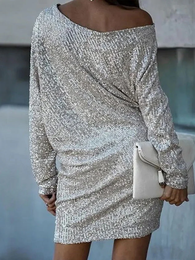 One-shoulder Sequined Mini Dress - Image 5
