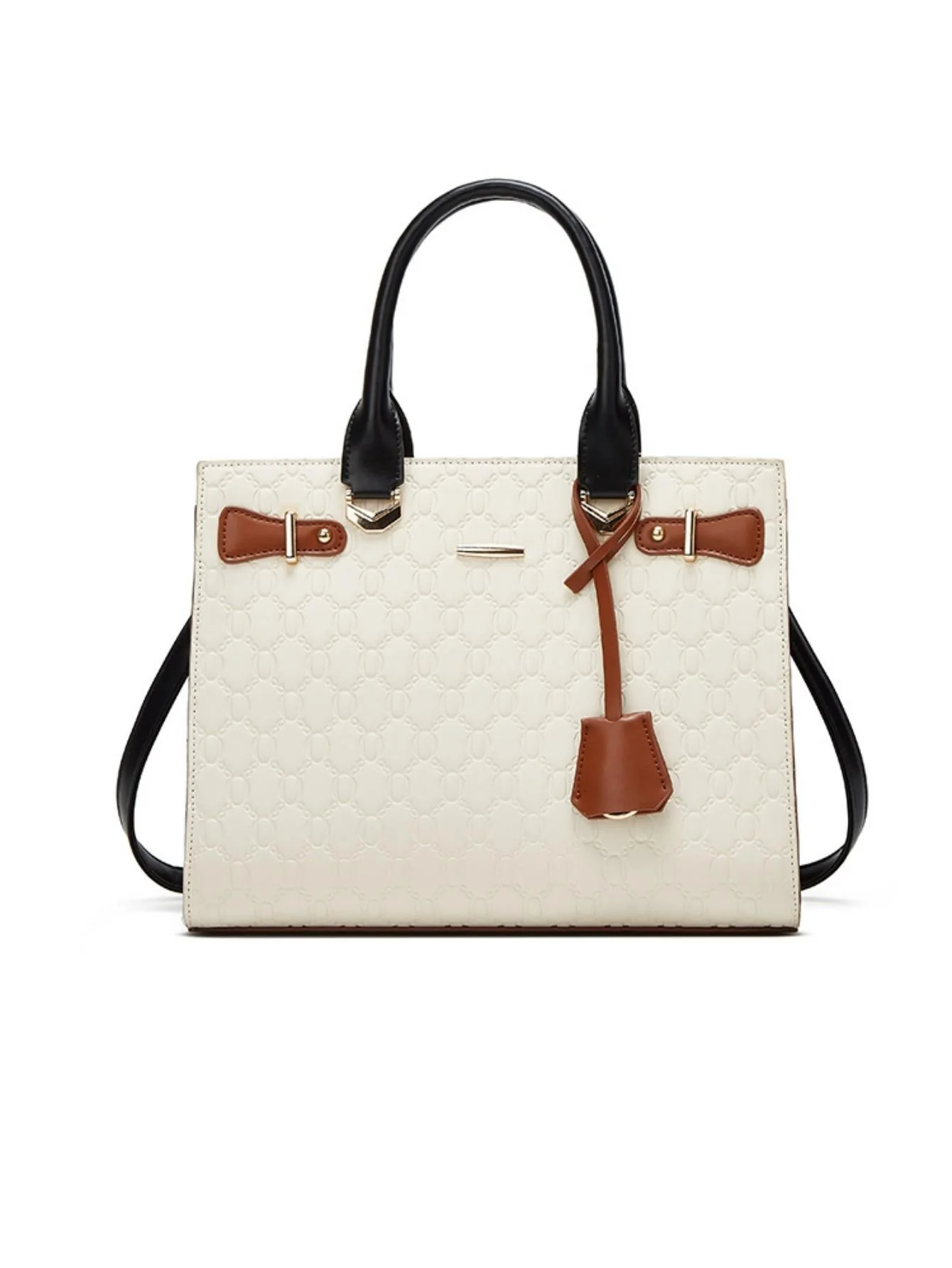 Color-blocked Embossed Tote Bag Set (4 Pieces) - Image 8