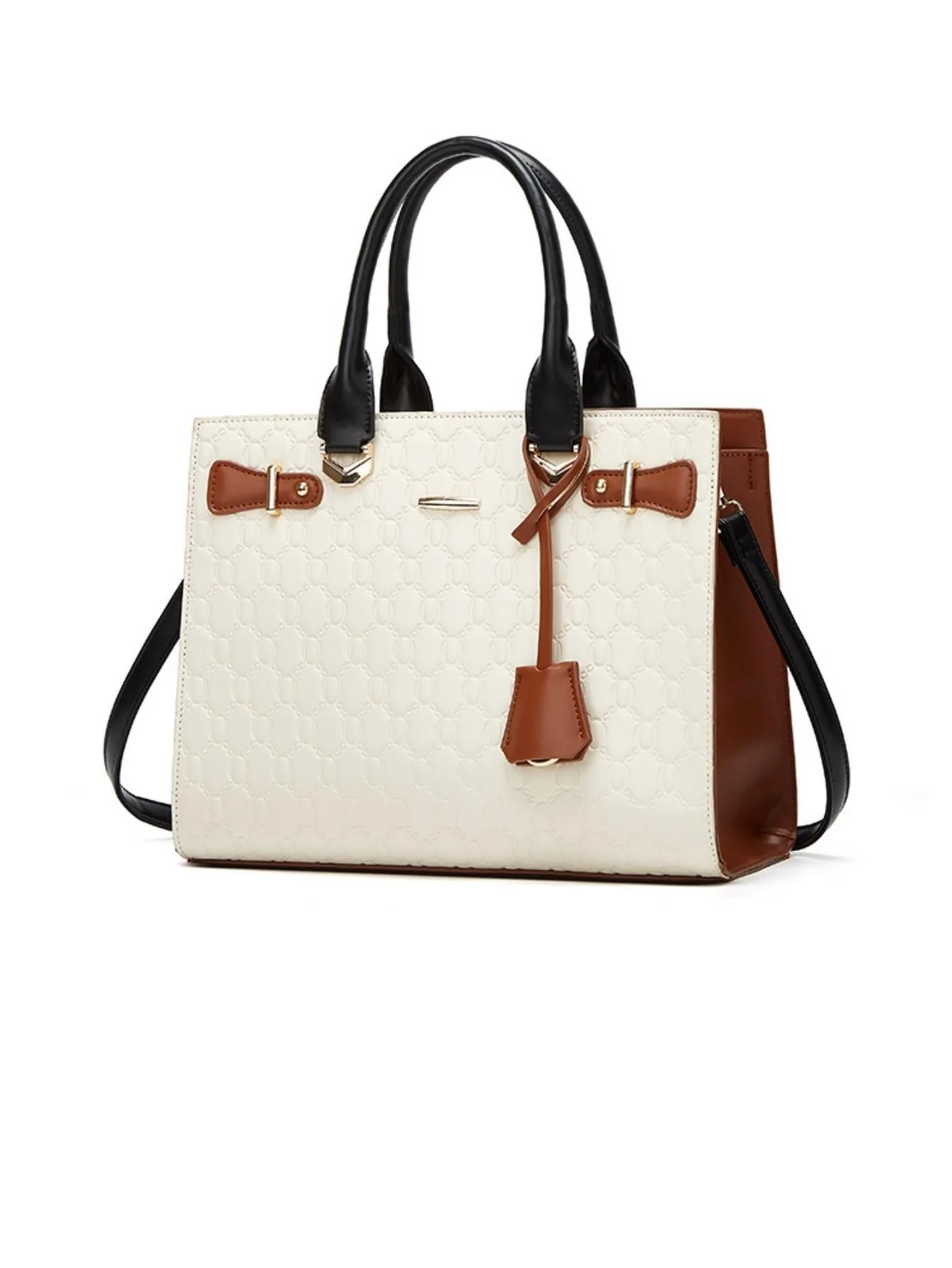Color-blocked Embossed Tote Bag Set (4 Pieces) - Image 9