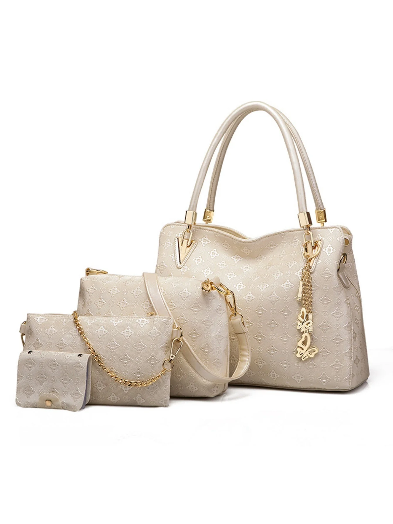 Embossed Handbag 4-piece Set