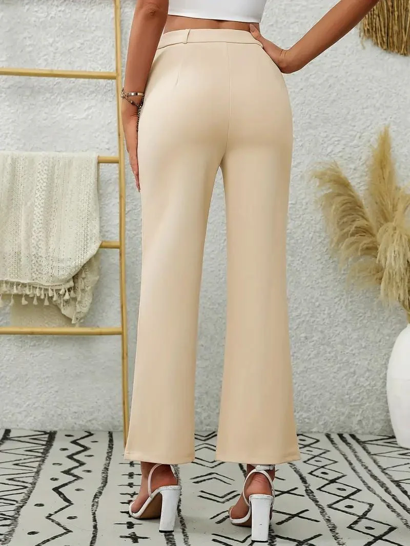 Slim-fit, Loose-fitting, Slightly Flared, High-waisted Straight-leg Trousers - Image 2