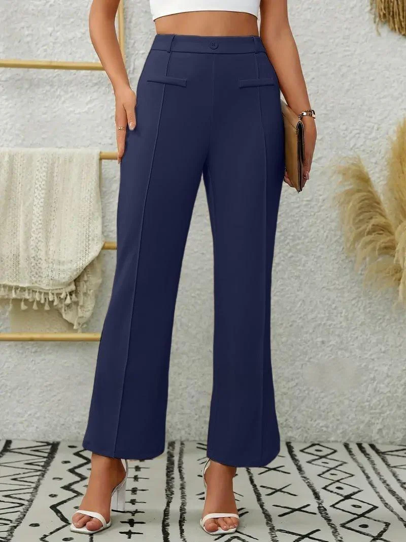 Slim-fit, Loose-fitting, Slightly Flared, High-waisted Straight-leg Trousers - Image 5