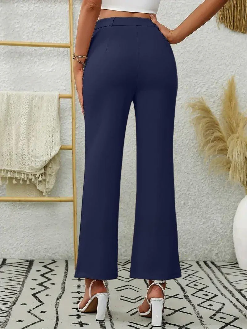 Slim-fit, Loose-fitting, Slightly Flared, High-waisted Straight-leg Trousers - Image 6