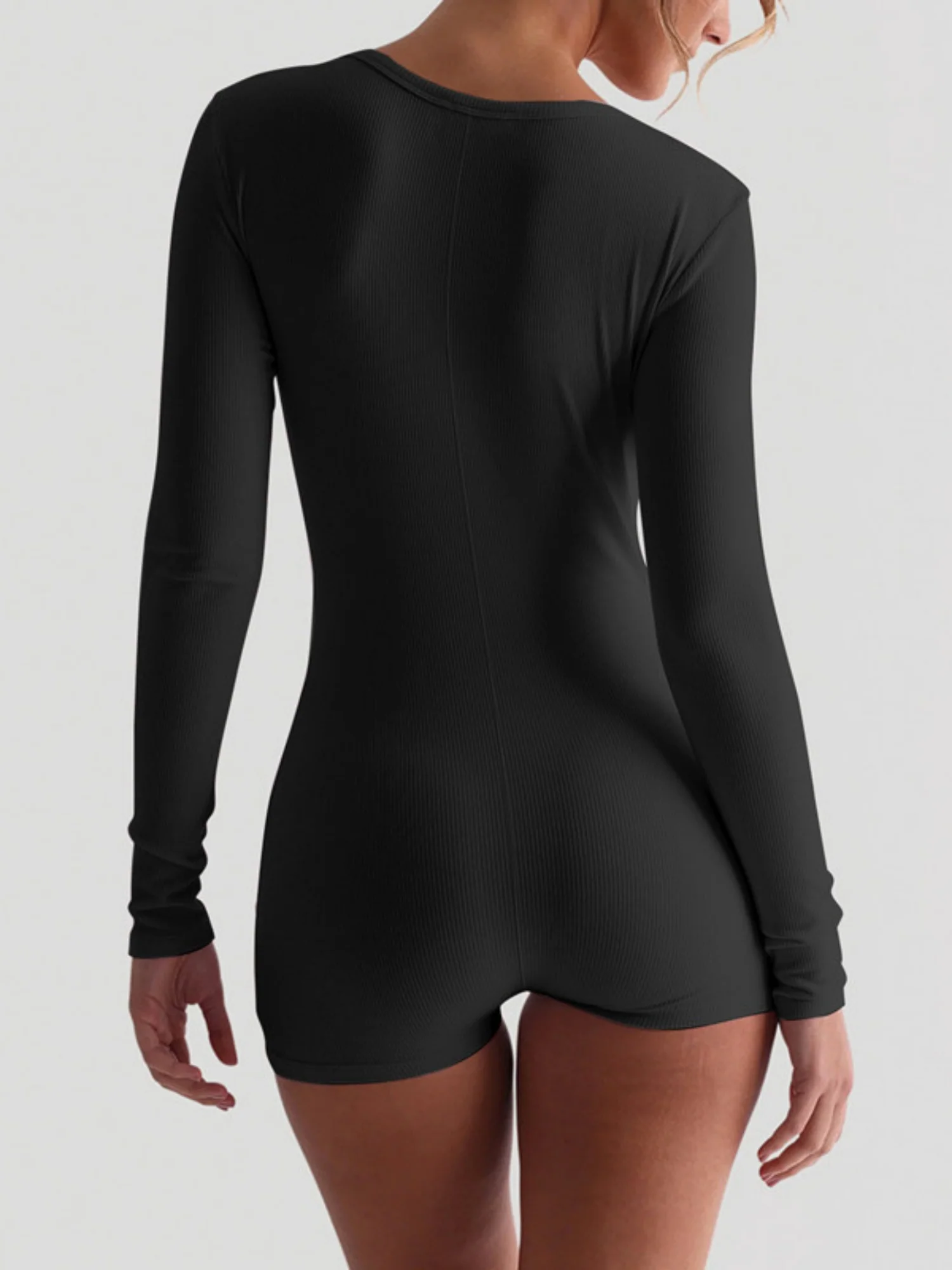 Ribbed U-neck Button Fitness Exercise Yoga Jumpsuits - Image 5