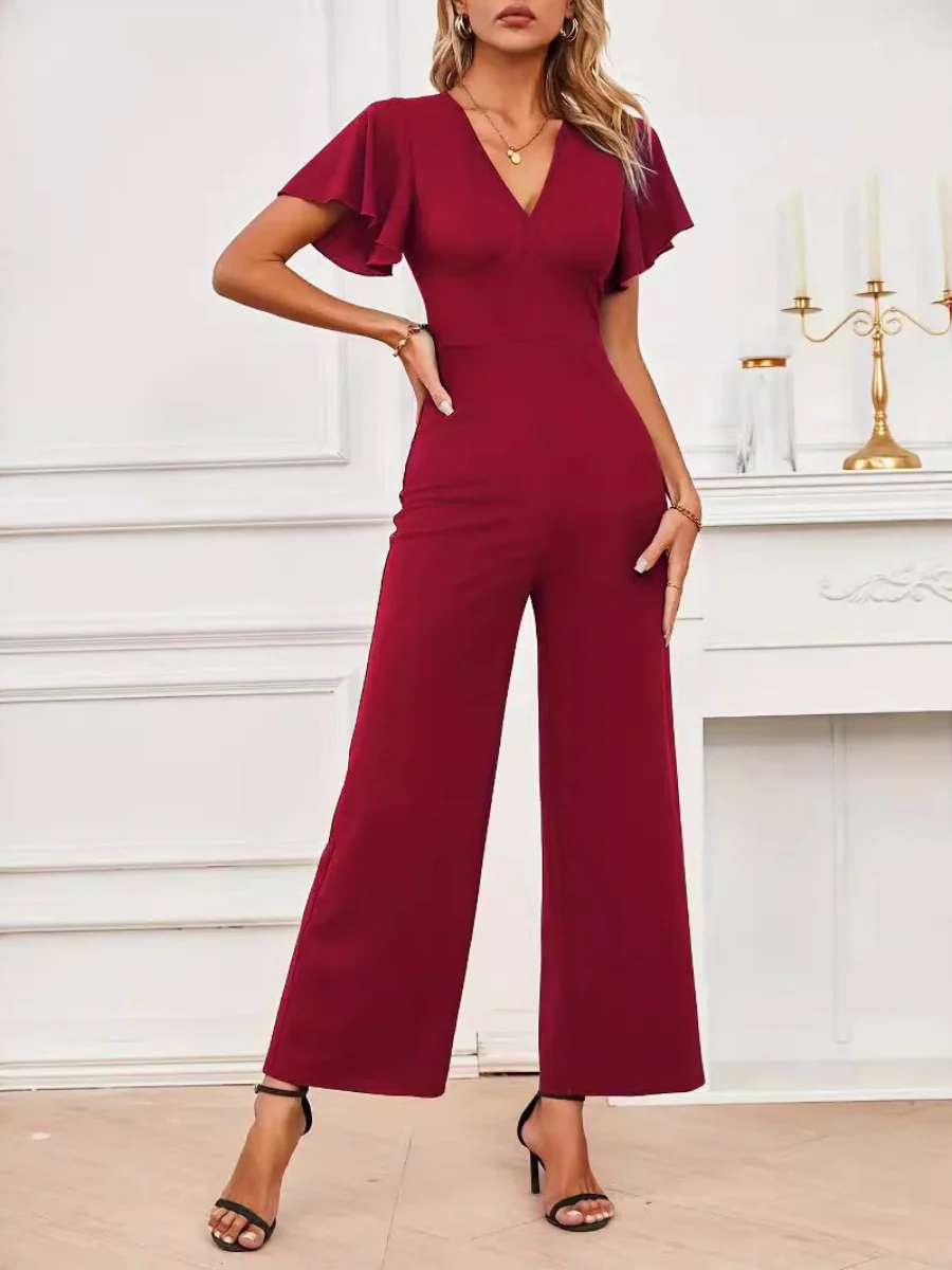 Flying Sleeves Straight-leg Pants Ruffle Jumpsuits - Image 2