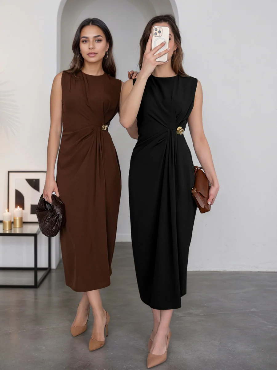 Slits Sleeveless Commuting Midi Dresses - Image 2
