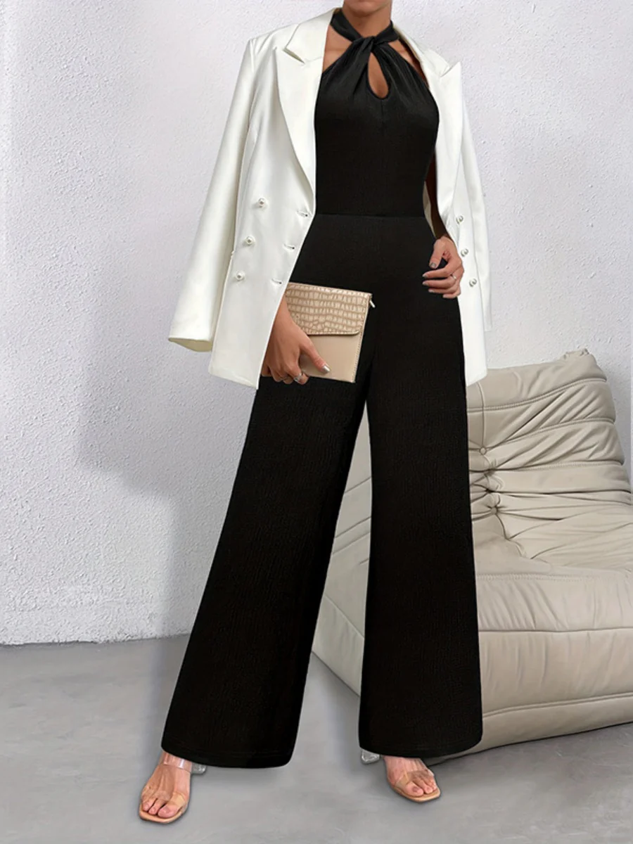 Halter Sleeveless Cross-cut Commuting Jumpsuits - Image 2